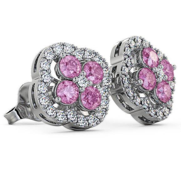 Cluster Pink Sapphire and Diamond 1.54ct Earrings 18K White Gold ERG27GEM_WG_PS_THUMB1 