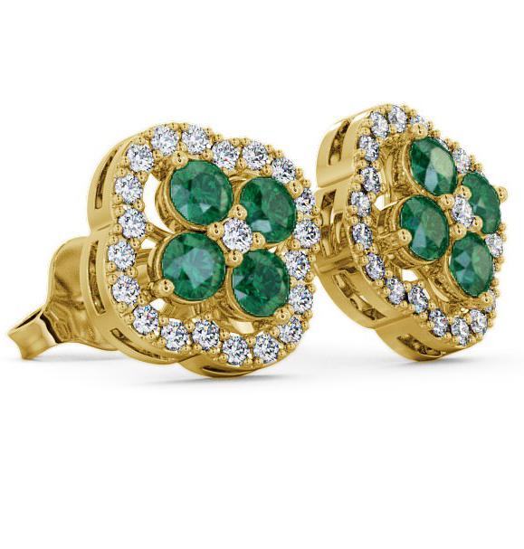 Cluster Emerald and Diamond 1.30ct Earrings 9K Yellow Gold ERG27GEM_YG_EM_THUMB1 