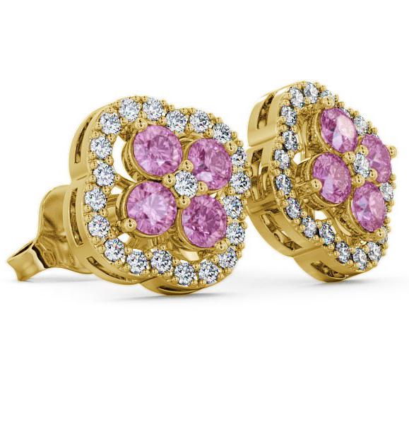 Cluster Pink Sapphire and Diamond 1.54ct Earrings 9K Yellow Gold ERG27GEM_YG_PS_THUMB1 