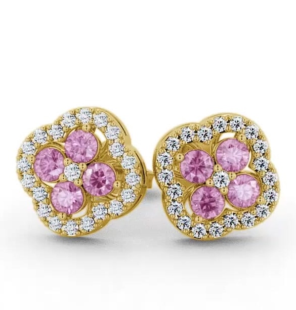 Cluster Pink Sapphire and Diamond 1.54ct Earrings 18K Yellow Gold ERG27GEM_YG_PS_THUMB1