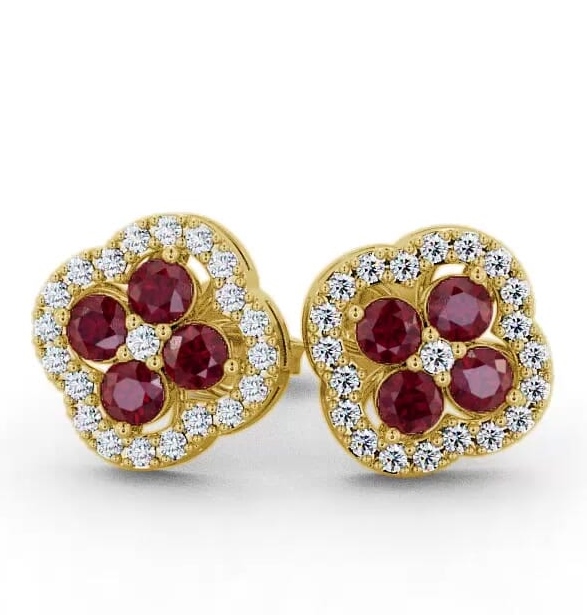 Cluster Ruby and Diamond 1.54ct Earrings 18K Yellow Gold ERG27GEM_YG_RU_THUMB2 