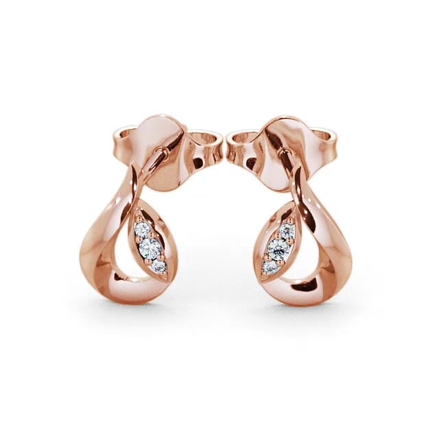 Tear Drop Round Diamond Earrings 18K Rose Gold - Alida ERG28_RG_EAR