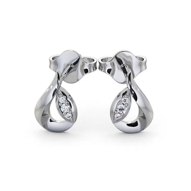 Tear Drop Round Diamond Earrings 9K White Gold - Alida ERG28_WG_EAR