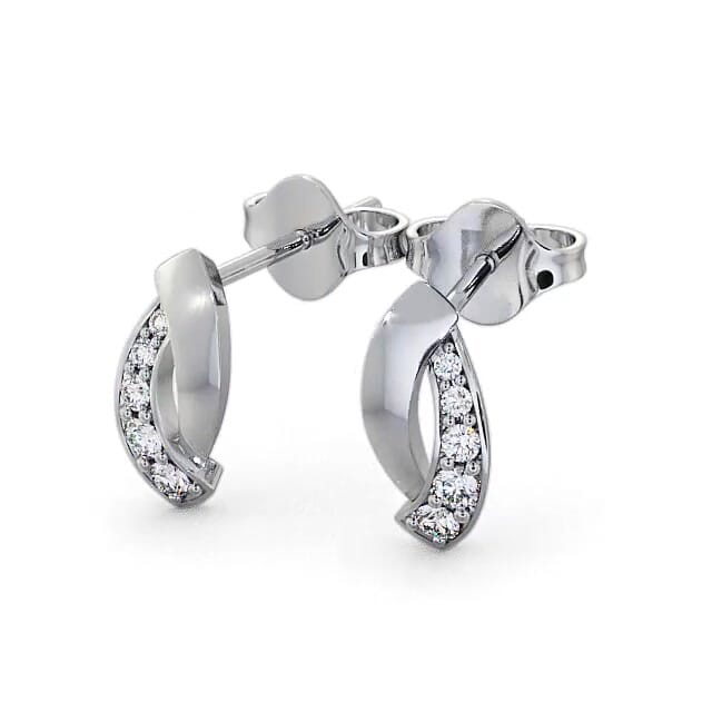 Cluster Round Diamond Earrings 18K White Gold - Marlena ERG29_WG_EAR