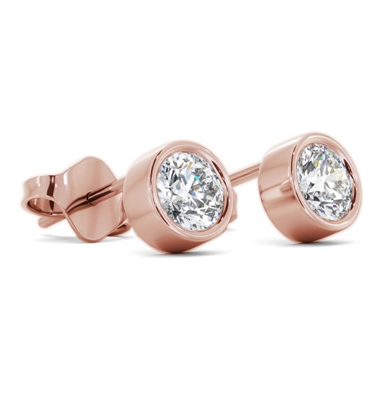 Round Diamond Bezel Stud Earrings 18K Rose Gold ERG2_RG_THUMB1 