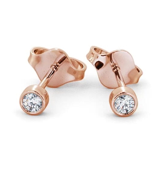 Round Diamond Bezel Stud Earrings 9K Rose Gold ERG2_RG_THUMB1