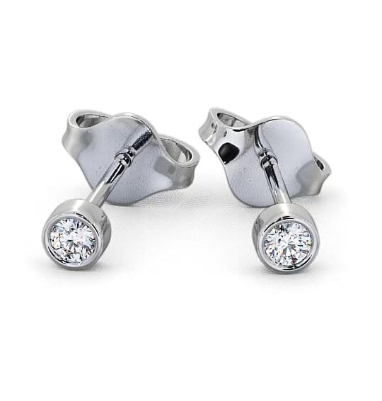 Round Diamond Bezel Stud Earrings 18K White Gold ERG2_WG_THUMB2 