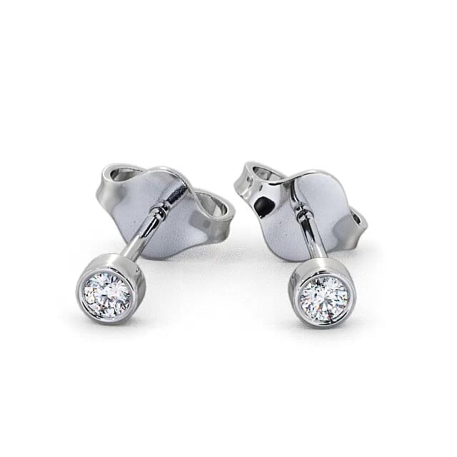 Round Diamond Bezel Stud Earrings 18K White Gold - Charlise ERG2_WG_EAR
