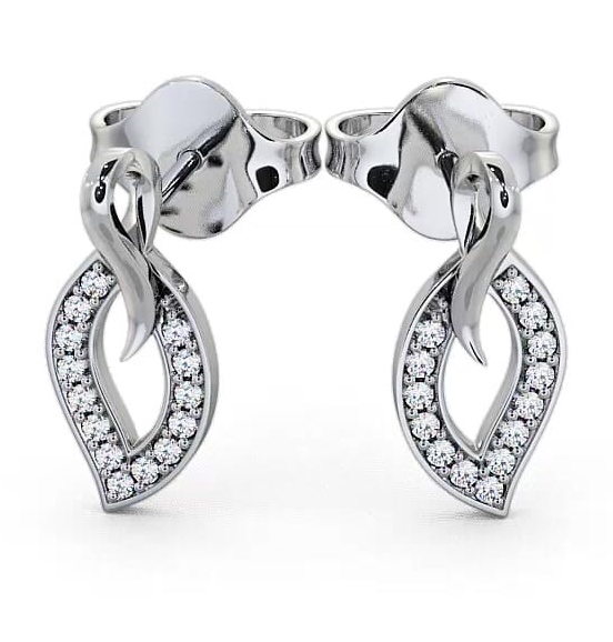 Leaf Shape Diamond Cluster Earrings 18K White Gold ERG30_WG_THUMB2 
