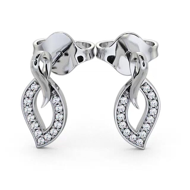 Leaf Shape Diamond Earrings 18K White Gold - Christal ERG30_WG_EAR
