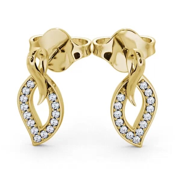 Leaf Shape Diamond Cluster Earrings 18K Yellow Gold ERG30_YG_THUMB2 