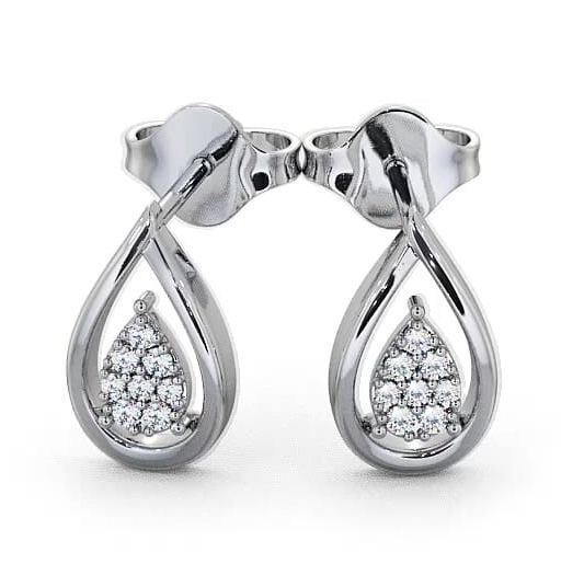 Tear Drop Diamond Cluster Earrings 18K White Gold ERG31_WG_THUMB2 