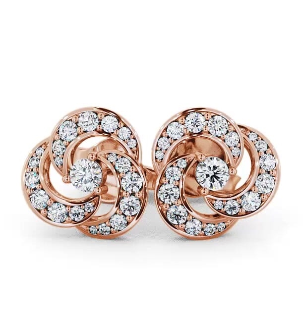 Cluster Round Diamond Swirling Design Earrings 9K Rose Gold ERG32_RG_THUMB1