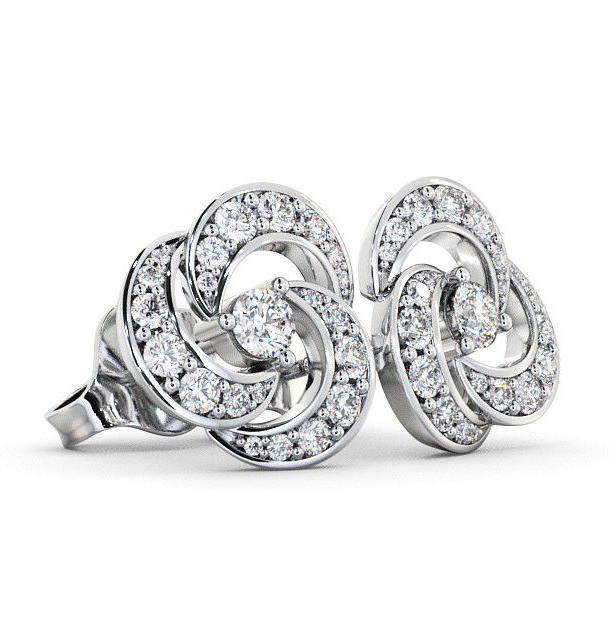 Cluster Round Diamond Swirling Design Earrings 18K White Gold ERG32_WG_THUMB1 