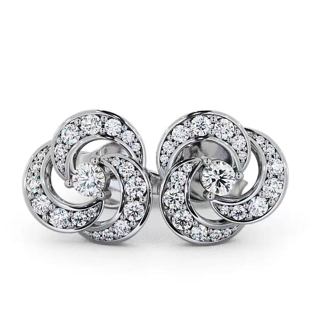 Cluster Round Diamond Swirling Design Earrings 18K White Gold ERG32_WG_THUMB2 