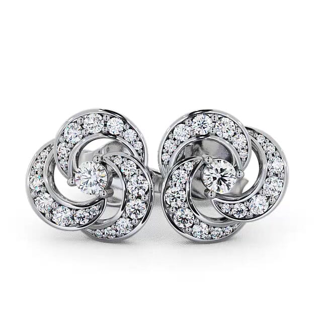Cluster Round Diamond Earrings 18K White Gold - Windsor ERG32_WG_EAR