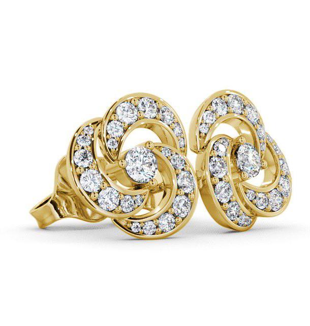 Cluster Round Diamond Swirling Design Earrings 9K Yellow Gold ERG32_YG_THUMB1 