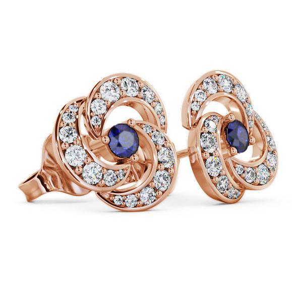 Cluster Blue Sapphire and Diamond 1.19ct Earrings 9K Rose Gold ERG32GEM_RG_BS_THUMB1 