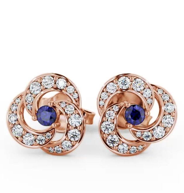 Cluster Blue Sapphire and Diamond 1.19ct Earrings 18K Rose Gold ERG32GEM_RG_BS_THUMB1