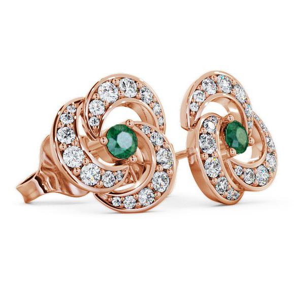Cluster Emerald and Diamond 1.13ct Earrings 18K Rose Gold ERG32GEM_RG_EM_THUMB1 