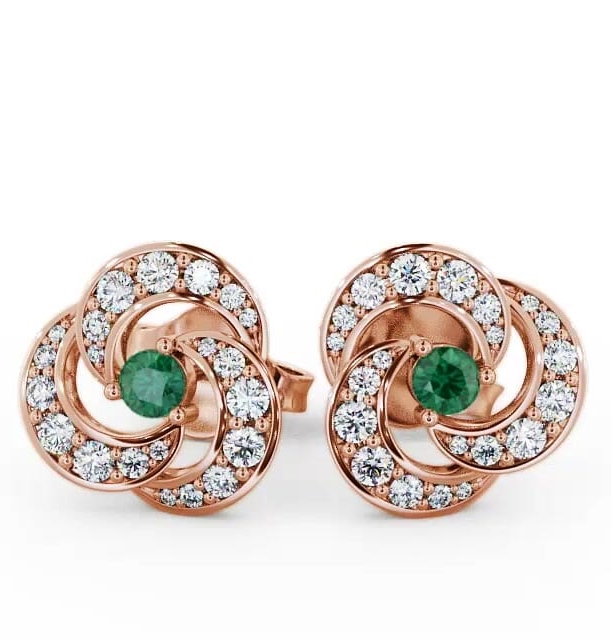 Cluster Emerald and Diamond 1.13ct Earrings 18K Rose Gold ERG32GEM_RG_EM_THUMB1