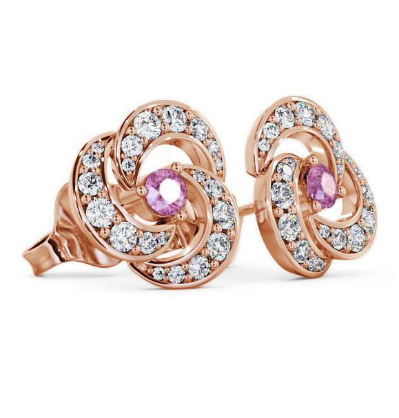 Cluster Pink Sapphire and Diamond 1.19ct Earrings 18K Rose Gold ERG32GEM_RG_PS_THUMB1 