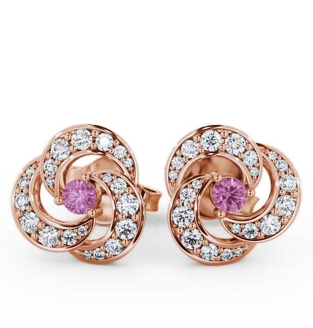 Cluster Pink Sapphire and Diamond 1.19ct Earrings 18K Rose Gold ERG32GEM_RG_PS_THUMB1