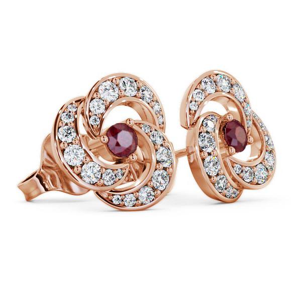 Cluster Ruby and Diamond 1.19ct Earrings 18K Rose Gold ERG32GEM_RG_RU_THUMB1 