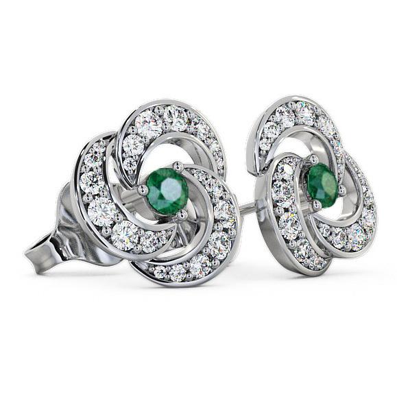 Cluster Emerald and Diamond 1.13ct Earrings 18K White Gold ERG32GEM_WG_EM_THUMB1 