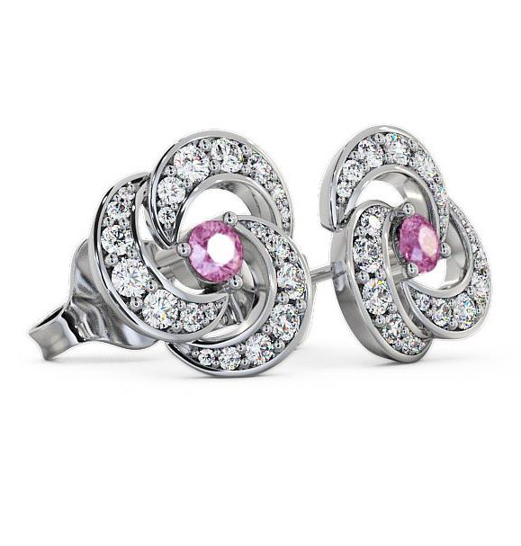 Cluster Pink Sapphire and Diamond 1.19ct Earrings 9K White Gold ERG32GEM_WG_PS_THUMB1 