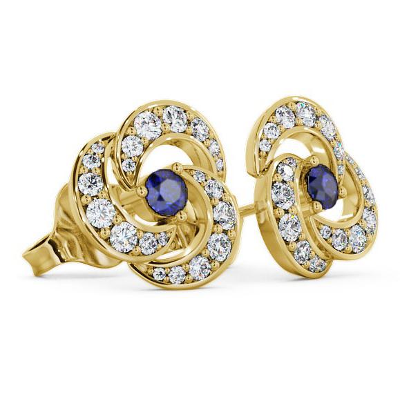 Cluster Blue Sapphire and Diamond 1.19ct Earrings 18K Yellow Gold ERG32GEM_YG_BS_THUMB1 