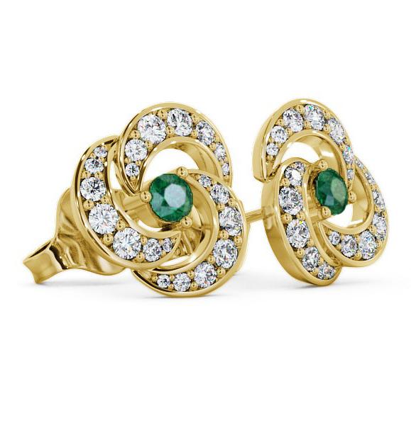Cluster Emerald and Diamond 1.13ct Earrings 18K Yellow Gold ERG32GEM_YG_EM_THUMB1 