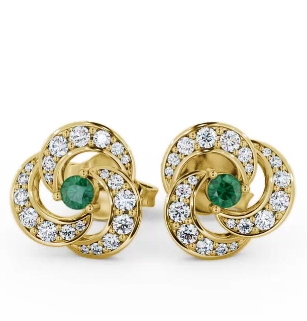 Cluster Emerald and Diamond 1.13ct Earrings 9K Yellow Gold ERG32GEM_YG_EM_THUMB1