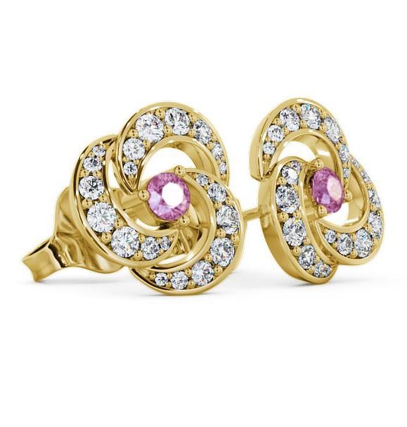 Cluster Pink Sapphire and Diamond 1.19ct Earrings 18K Yellow Gold ERG32GEM_YG_PS_THUMB1 