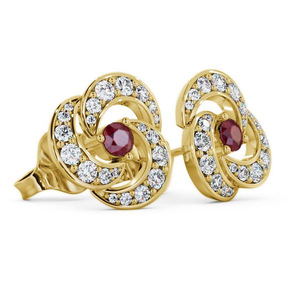 Cluster Ruby and Diamond 1.19ct Earrings 18K Yellow Gold ERG32GEM_YG_RU_THUMB1 
