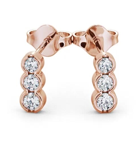 Journey Round Diamond Bezel Set Earrings 9K Rose Gold ERG33_RG_THUMB1