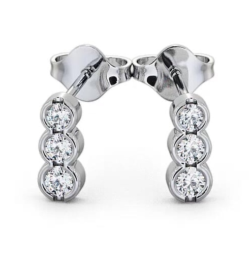 Journey Round Diamond Bezel Set Earrings 18K White Gold ERG33_WG_THUMB2 
