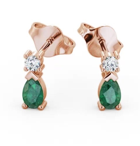 Drop Style Emerald and Diamond 0.62ct Earrings 9K Rose Gold ERG34GEM_RG_EM_THUMB1.jpg
