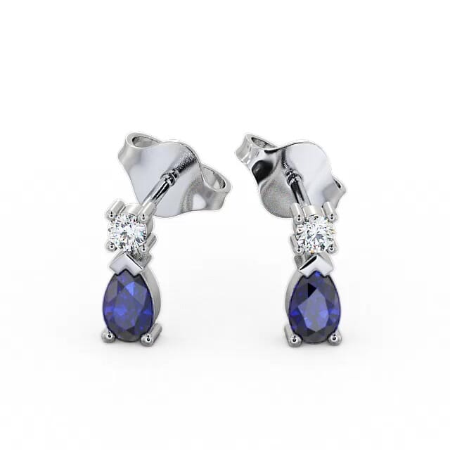 Drop Style Blue Sapphire and Diamond 0.72ct Earrings 18K White Gold - Amory ERG34GEM_WG_BS_EAR