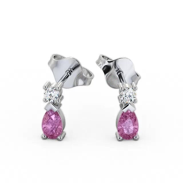 Drop Style Pink Sapphire and Diamond 0.72ct Earrings 18K White Gold - Amory ERG34GEM_WG_PS_EAR