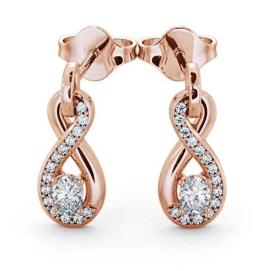 Drop Oval Diamond 0.41ct Infinity Design Earrings 9K Rose Gold ERG36_RG_THUMB1