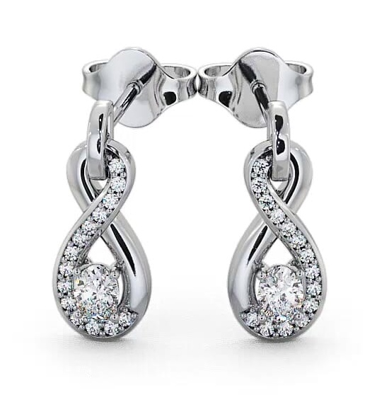 Drop Oval Diamond 0.41ct Infinity Design Earrings 18K White Gold ERG36_WG_THUMB2 