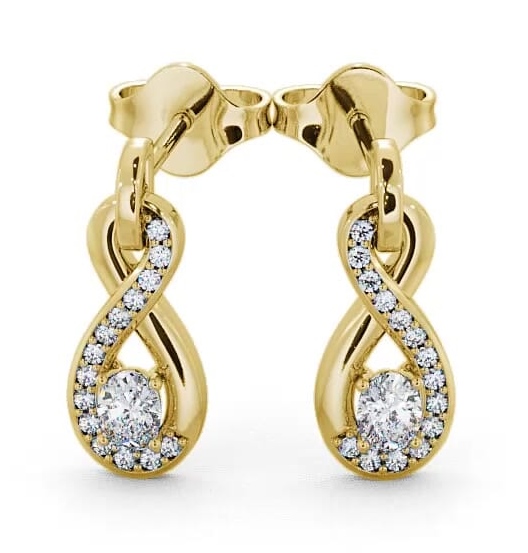Drop Oval Diamond 0.41ct Infinity Design Earrings 9K Yellow Gold ERG36_YG_THUMB1