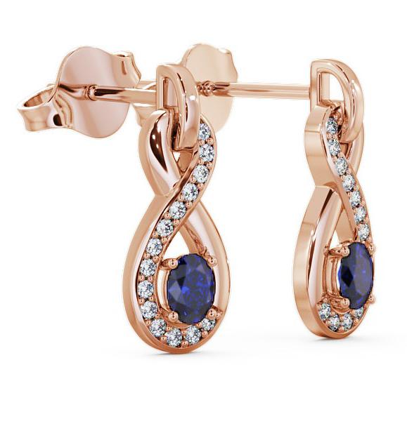 Drop Style Blue Sapphire and Diamond 0.81ct Earrings 18K Rose Gold ERG36GEM_RG_BS_THUMB1 