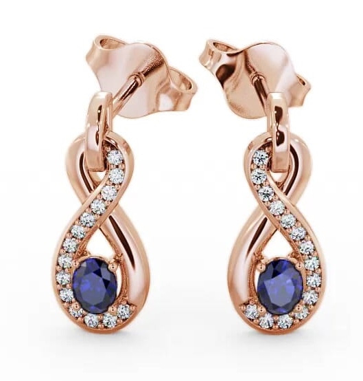 Drop Style Blue Sapphire and Diamond 0.81ct Earrings 18K Rose Gold ERG36GEM_RG_BS_THUMB1