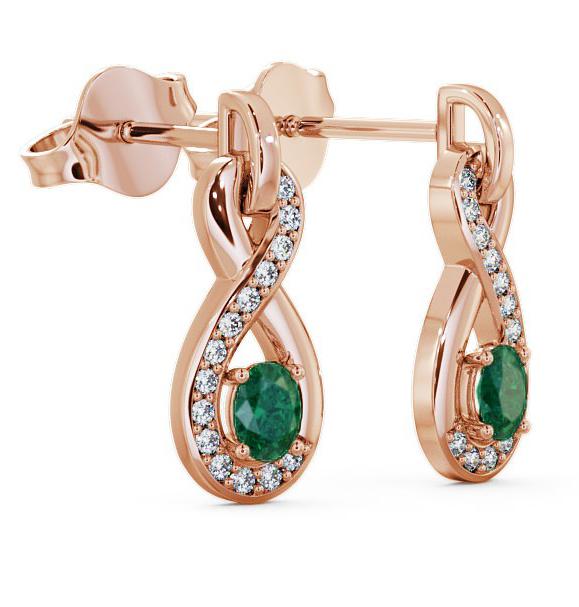 Drop Style Emerald and Diamond 0.61ct Earrings 18K Rose Gold ERG36GEM_RG_EM_THUMB1 