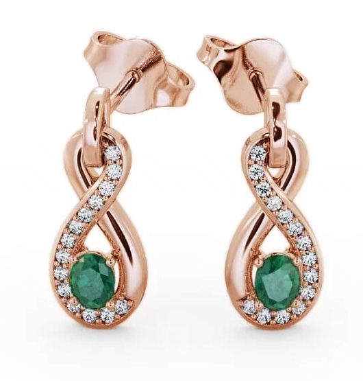 Drop Style Emerald and Diamond 0.61ct Earrings 9K Rose Gold ERG36GEM_RG_EM_THUMB1