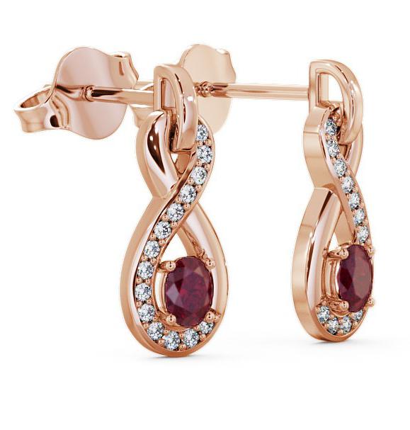 Drop Style Ruby and Diamond 0.81ct Earrings 18K Rose Gold ERG36GEM_RG_RU_THUMB1 
