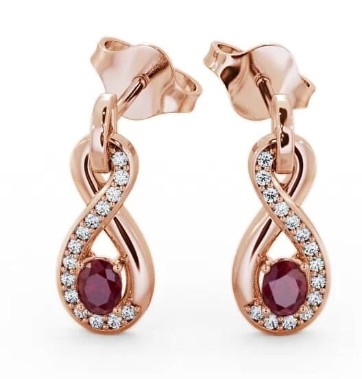 Drop Style Ruby and Diamond 0.81ct Earrings 9K Rose Gold ERG36GEM_RG_RU_THUMB1