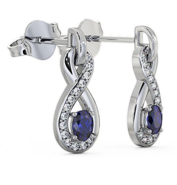 Drop Style Blue Sapphire and Diamond 0.81ct Earrings 9K White Gold ERG36GEM_WG_BS_THUMB1 